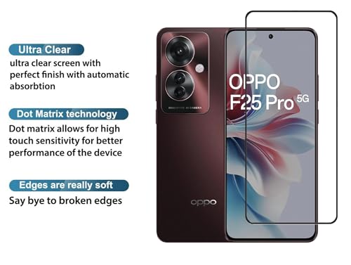 Image of 100FIT Tempered Glass Screen Protector Compatible For Oppo F25 Pro 5G With Edge To Edge Coverage And Easy Installation Kit