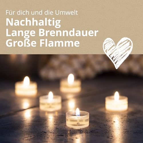 Wenzel Teelichter 7h – 40er Set vegane Raps-Teelichter – CO2-neutral, ohne Alu – transparente Hülle – Made in Germany – Teelicht für Pyramiden, Weihnachten & Notfall – plastikfrei & nachhaltig – Bild 7