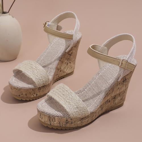 Sandalias de mujer talla 43 cómodas con cuña y hebilla ajustable 7