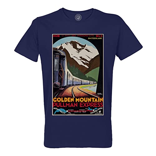 T-Shirt Homme Col Rond Vintage Train Montreux Poster Art Deco 30's