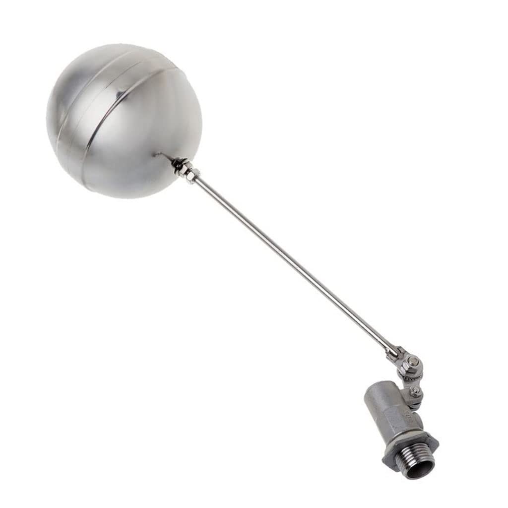 Válvulas de flotador de metal, Válvula de bola flotante de 1/2", DN15, rosca macho, for tanque de agua, de acero inoxidable, con sensor de flotador y control de flujo, 1 unidad