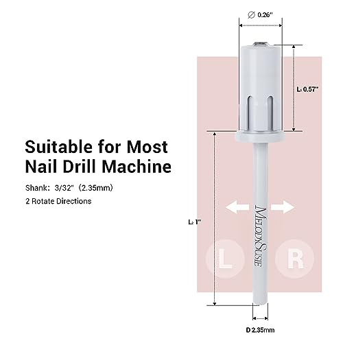 Image of MelodySusie Crystal Top Mandrel Bit for Nails, 3 /32'' Easy Off Nail Drill Bits for Sanding Bands, Suitable for Acrylic Nails Gel Manicures and Pedicures, White