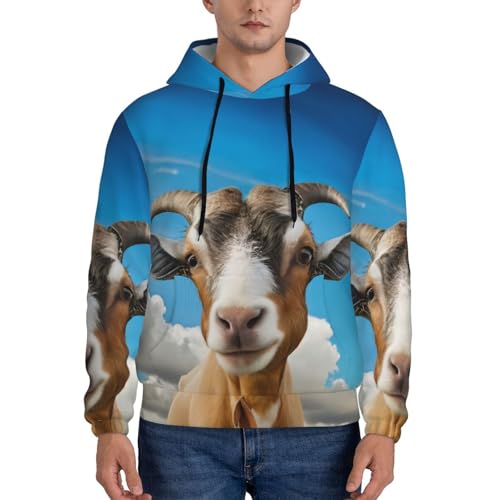 Men'S Hoodies Pullover Blue Sheep Print Print Hooded Sweatshirt Long Sleeve Hoodie Casual Tops With Pocket2