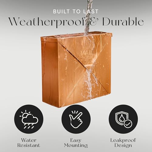 Image of NACH Chicago Copper Extra Large Mailbox, Rust Resistant Large Mailboxes for Outside Wall Mount, Large Metal Mailbox, Wall Mount Mailbox, Extra Large Capacity Mailbox, 12 x 12 x 4.8 inches, MB-6301CP