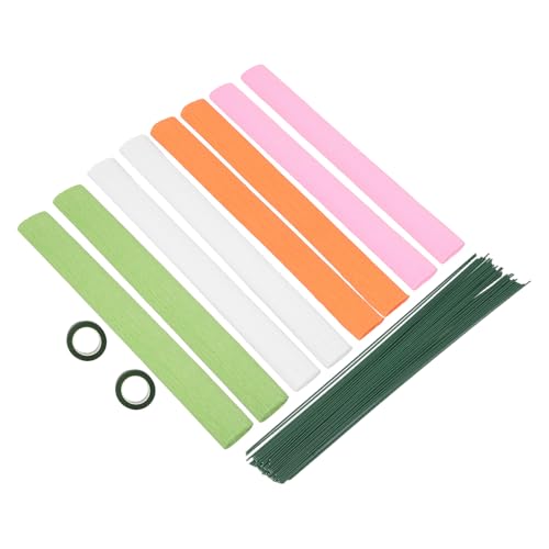 Hohopeti Papel Crepé para Floristería de Colores Vivos y Textura Artesanal Material Resistente para Manualidades y Envoltorio Cumpleaños Incluye Cinta Adhesiva y Varillas de