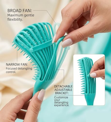 Image of INSIME Detangler hair brush for curly hair comb for Women Men & Kids | Comb for curly wavy hair Pain Free hair detangling brush | Curl brush for hair styling Dry & Wet hair brush | (Sea Green)