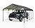 Greesum 12x20FT Metal Carport with Heavy Duty Frame and Galvanized Steel Roof, Round Carports with Side Support Rods, Canopy Shelter for Car, Pickup Trucks, Boats and Tractors, Party, Gray
