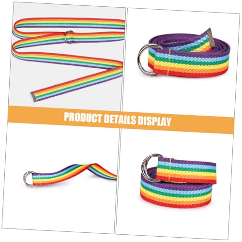 LIFKOME Long Woven Belt Fashion Rainbow Waist Suspenders D-ring Belt for Women3