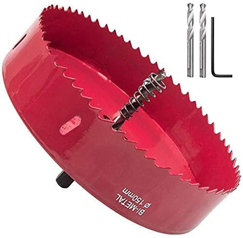 Acrux7 Cornhole Boards Hole Saw Blade, 6in Corn Hole Drilling Cutter for Cornhole Game (Red, 150mm), Heavy Duty Hole Saw