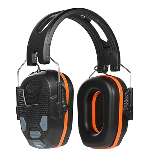 KLEIN TOOLS AESEM2 Slim Bluetooth 5.4 Hearing Protection Earmuffs 23dB NRR Rechargeable for Construction and Workshops Noise Cancelling Foam Cushions and 50 Hour Battery Life
