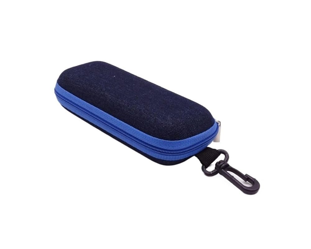 Amibvzhang Portable Hard-shell Glasses With Lightweight Storage Pouch Ideal For Sunglasses Case With Belt Clip Zip(Blu)