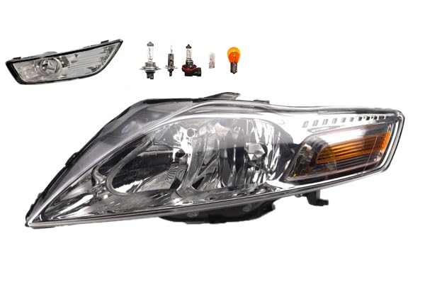 Johns, Phare halogène avant pour Ford Mondeo 07 03/2007-11/10 H7 H1 gauche + phare antibrouillard + ampoule