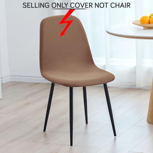 Image of HOKIPO 'SereneSolids' 140 GSM Shell Chair Cover, Mid Century Modern Dining Chair Cover, Pack of 1, Dark Camel (AR-6248-DCML)