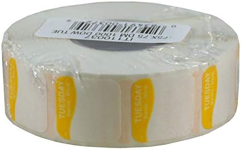 DayMark Day of the Week Dissolvable Label, Tuesday, 3/4" x 3/4", Yellow (Roll of 1000)