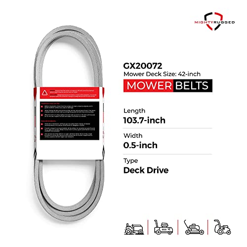 Image of GX20072 John Deere 42 inch Deck Belt Replacement - Heavy-Duty, Durable, Aramid Cord John Deere Mower Deck Belt for L100, LA100, 100, X100 Series Mower