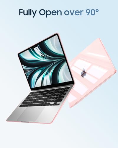 Image of Fintie Case for MacBook Air 13.6 A3449 /A3240 /A3113 /A2681, Crystal Pink | 2022-2026, M2 /M3 /M4 /M5, Snap-On Shell Cover, Full Port Access, Easy On /Off, Lightweight