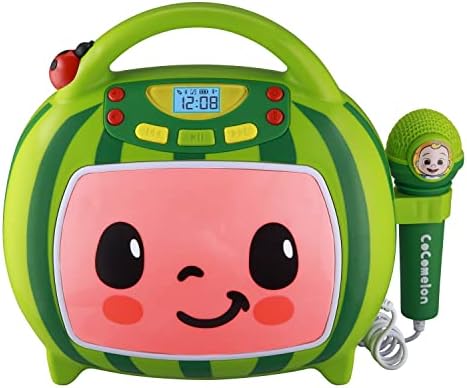 eKids Cocomelon Karaoke Machine with Built-in Cocomelon Songs and Microphone for Kids