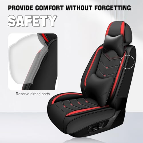 Image of Car Seat Cover for MINI Hardtop 2013-2026, Seat Covers Full Set,Non-Slip Waterproof seat Cover,Wear-Resistant Nappa Leather car seat Covers. (Luxury 5 Seats /Black Red)