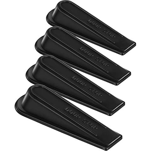 Urbanstrive Heavy Duty Rubber Door Stopper Wedge Sturdy and Stackable Door Stop, Multi Surface Design, Fit for Gaps up to 1.2 Inches, 4 Pack, Black Cover