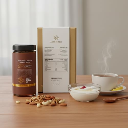 Image of Aurum Apis Raw Kyrgyzstani Mountain Honey - 100% Raw & Unfiltered Pure Honey, Hand-Harvested, Non-GMO, Naturally Sourced Certified Organic Premium Honey- 1kg Honey Jar