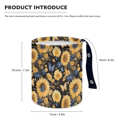 Image of Butterfly Sunflower Car Trash Bin Hanging, Waste Basket - Cute, Portable, Collapsible, Waterproof Rubbish Bag for Back Seat, Floor, or Hanging Headrest