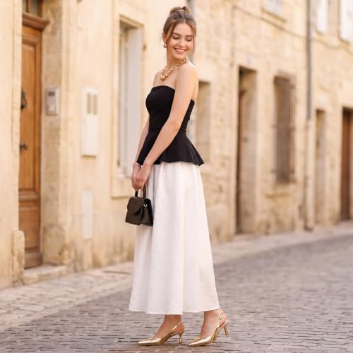 Image of Susanny Slingback Kitten Heels Elegant Dressy Pumps for Women Closed Pointy Toe Sexy Chunky High Heels Wedding Bride Prom Party Dress Shoes