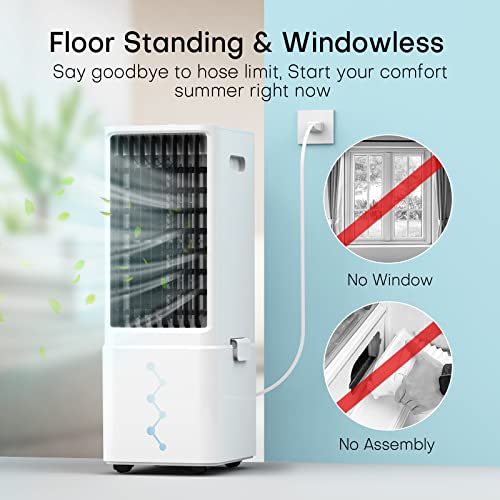 Evaporative Air Cooler, Skyice 3-In-1 Windowless Swamp Cooler W/ 2.4 Gal Detachable Water Tank, 12H Timer & 20Ft Remote Control, 24-Inch Bladeless Evaporative Cooler, Air Conditioner Portable For Room #TOP6