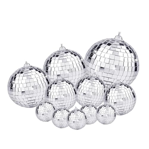 Lot de 11 boules disco à facettes argentées pour décoration de mariage, sapin de Noël, fête