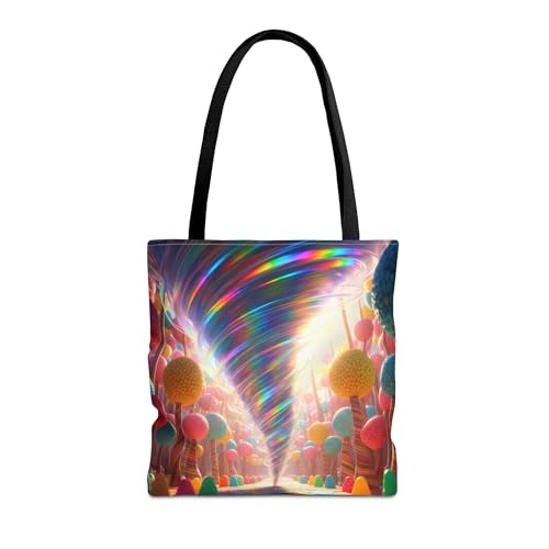 A Prism Tornado Tote Bag - Premium Quality with Reinforced Stitching and Candy Forest Design