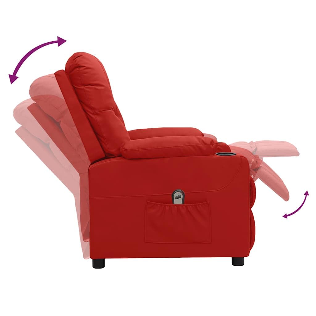 Poltrona relax elettrica rosso vinaccia ecopelle con 3 posizioni