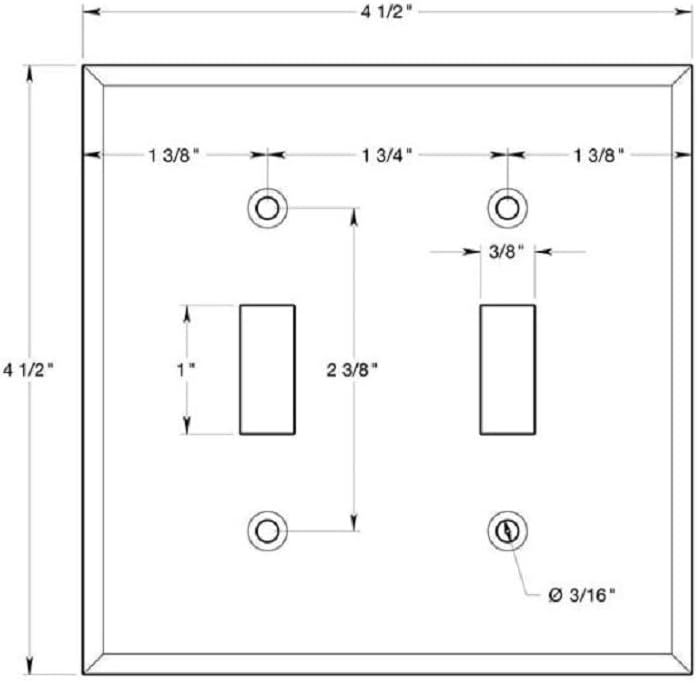 Deltana SWP4761U26 Deltana SWP4761 Solid Brass 2 Gang Double Toggle Switch Wall Plate