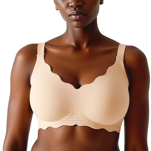 Angel Silk CURLADY Bras for Women, Seamless Bra Supportive Wireless Push Up Bra, Womens UK T Shirt Bralettes Regular & Plus Size, No Unlined Comfort Soft Sleep for Everyday Bra, Skin Color3388, XL