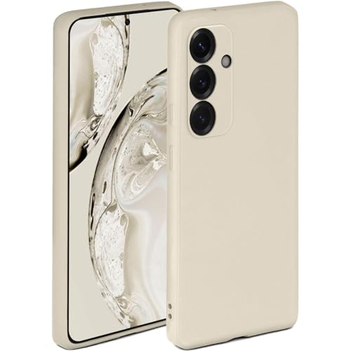 Coque Samsung S25 Plus ONEFLOW en silicone souple couleur crème avec protection caméra