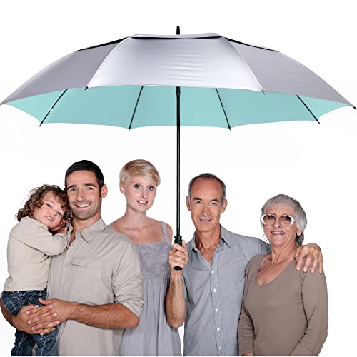G4Free 72 Inch Huge Golf Umbrella Uv Protection Auto Open Windproof Umbrella Oversized Extra Large Vented Double Canopy Umbrella For Family (Silver/Lake Blue) #TOP1