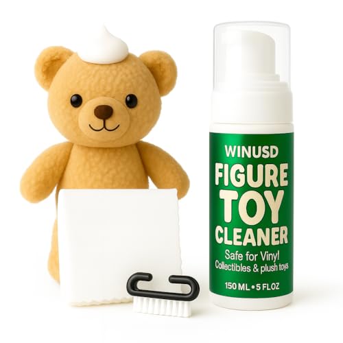 Plush Toy Figure Cleaner Spray - 5oz No Rinse Deep Clean Foam Spray for Stuffed Animal, Plush Toys, Dolls & Pet Accessories | Horn Comb & Microfiber Cloth Combo Kit | Zero Residue, Color-Safe Formula