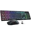 Redragon S107KS – Teclado y mouse inalámbricos para juegos, retroiluminación RGB, 3 modos (cableado/2.4 G/BT), mouse para juegos de hasta 10,000 DPI con software, ultra ligero de 2.29 oz, teclado