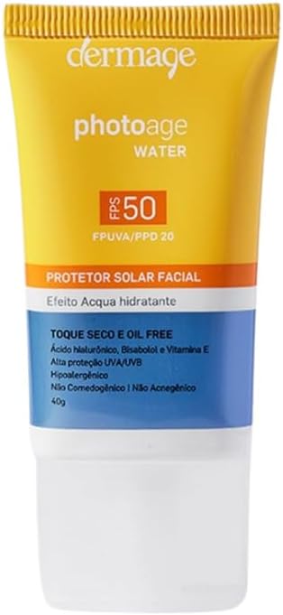 Photoage Water, Protetor Solar Incolor com FPS50 e PPD20, Fórmula Enriquecida com Hialuronato de Sódio e Tecnologia Double UV Protect, 40g