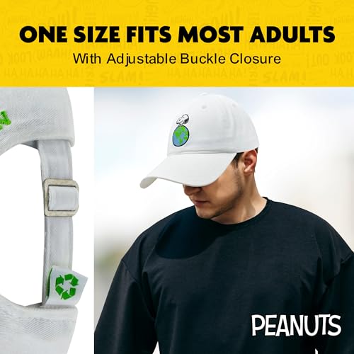 Concept One Boné Peanuts Snoopy Dad Hat It's Good to Be Green Earth adulto com aba curvada, branco,