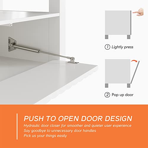 Wampat Tv Stand For 85+ Inch Tv With 16 Color Led Light, White Entertainment Center For 60-75 Inch Tv Console Table With Storage Cabinet, Televion Stands & Side Table Set For Living Room & Bedroom #TOP6