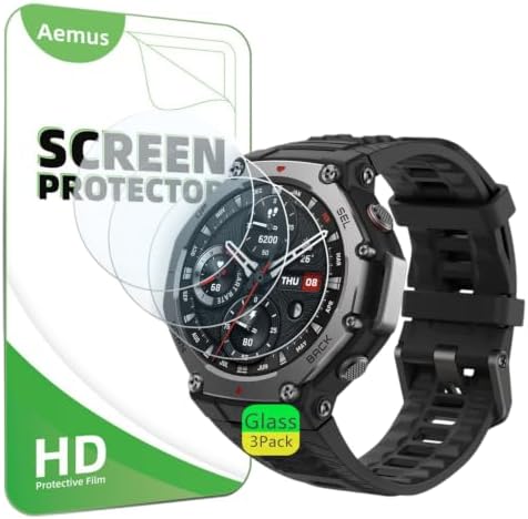 Screen Protector Compatible for Amazfit T-Rex 3 / T-Rex 3 Pro Smart Watch 48mm (3 Pack) Tempered Glass Protector Clear Film