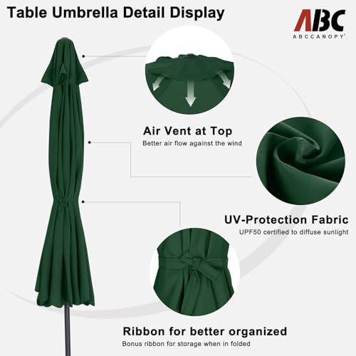 Image of ABCCANOPY 7.5ft Scalloped Patio Umbrella, Outdoor Table Umbrella with Tilt and Crank, Fiberglass Ribs Deck Umbrella for Patio, Pool, Garden, Picnic (Deep Green)