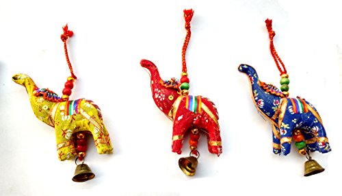 Rastogi Handicrafts Elephant Bell Hanging Layer Set Of 6 Home Christmas Hanging Party Decorative Ornaments Multi Colored Indian Traditional (Mix) #TOP5