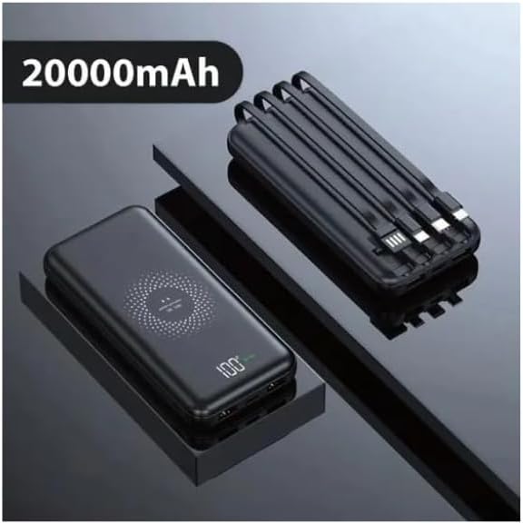 Power Bank 20000mah Carregador Portátil com Indução Turbo 22.5w Compatível com Iphone, Sansung, Motorola, Display Digital Entrada Type-C, V8, USB-A, Cabo Lighting, 4 entradas + Indução Power Bank 20000mah Carregador Portátil com Indução Turbo 22.5w Compatível com Iphone, Sansung, Motorola, Display Digital Entrada Type-C, V8, USB-A, Cabo Lighting, 4 entradas + Indução