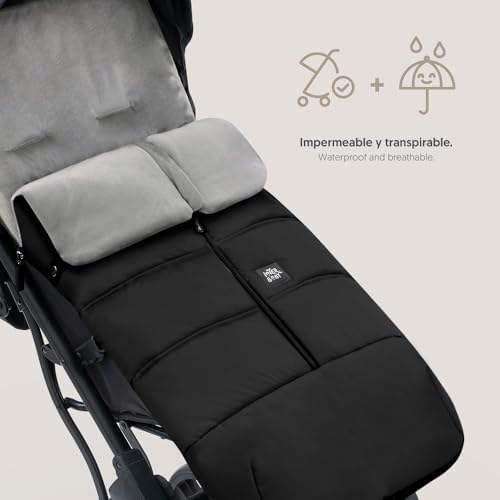 Interbaby Footmuff for Pram Pram Blanket Winter Soft | Sleeping Bag for Pushchair Removable Double Opening Easy Cleaning Anti-Allergic Materials Black - 4
