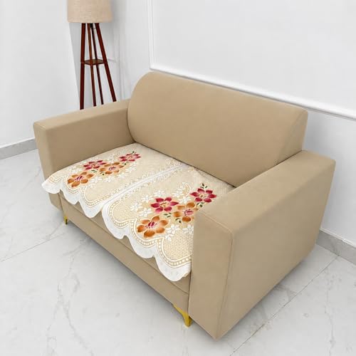 Image of Homerz Premium 'Surya Series' Sofa Cover | Stylish Sofa Protector | Net Fabric | Anti-Stain & Washable Slip Cover Exact Size Antislip (Exclusive Yellow, 2 Seater, Only Seat Cover)