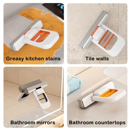 2 Stück Mini Mop, 2025 Selbstdrückendes Schwamm Mopp, mini Foldable Wischmopp, Schwammwischer für Die Nass und Trockenanwendung auf Küchenarbeitsplatten, Glas, Badezimmer Autoinnenraum (B)