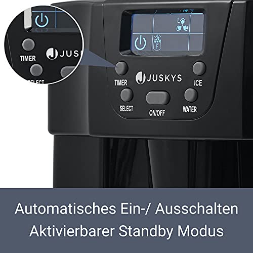 Juskys Eiswürfelmaschine PIM200L mit 2in1 Direkt-Spender & Timer — bis 12kg / Tag, Eiswürfel in 6-10 Minuten, 2 Größen, 2L Tank — Eiswürfelbereiter schwarz – Bild 6
