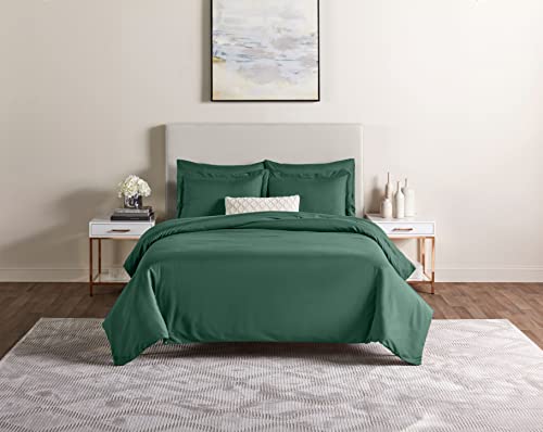 Image of Nestl Dark Green Duvet Cover King Size - Soft King Duvet Cover Set, 5 Piece Double Brushed Duvet Cover with Button Closure, 1 King Size Duvet Cover 104x90 inches, 2 Pillow Shams, and 2 Pillowcases