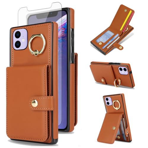 Coque iPhone 11 Asuwish avec protection écran verre trempé et porte carte RFID intégré