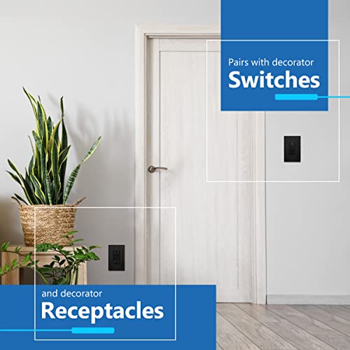 Image of LIDER Decorator Switch Cover, Screwless Wall Plate, Mid-Size 1-Gang 4.88 inch x 3.11 inch, LSWP-31M-BBK, UL Listed, Thermoplastic, Brushed Black, 1-Pack